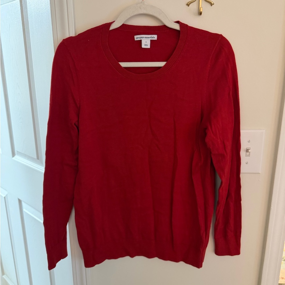 Amazon essentials red crew neck sweater